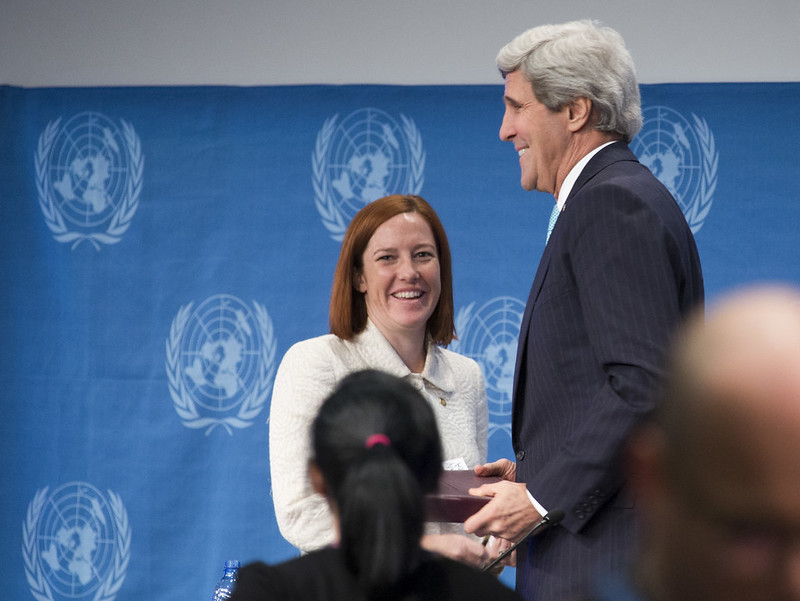 Jen Psaki with John Kerry
