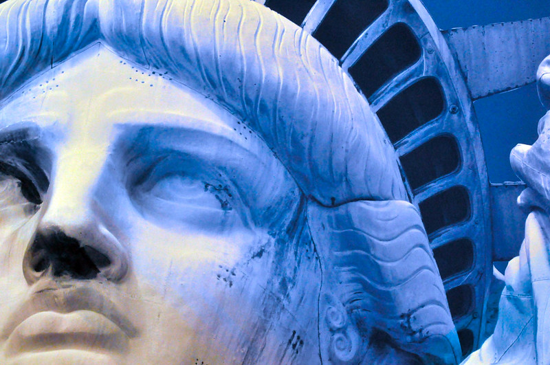 Close up on Face of Statue of Liberty