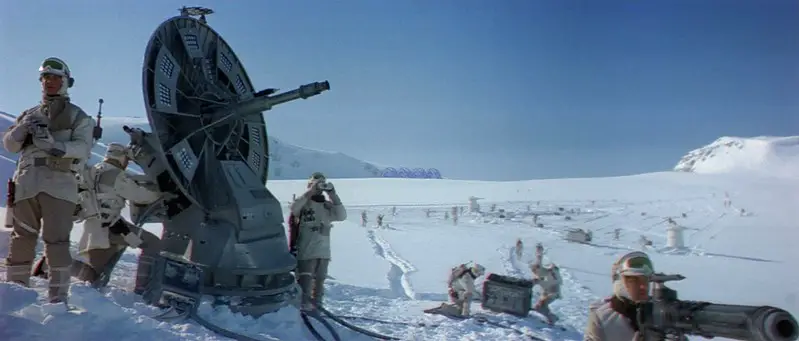 Scene from Frozen world Hoth in Empire Strikes back