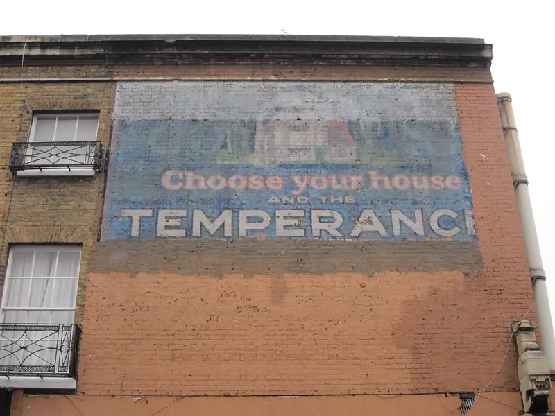 Old Building with 1920s Temperance sign on the side