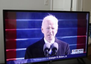 Frazzled Joe Biden on TV Screen