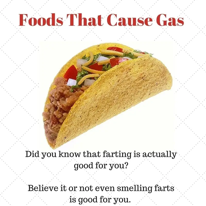 Food That Cause Gas sign with picture of Taco