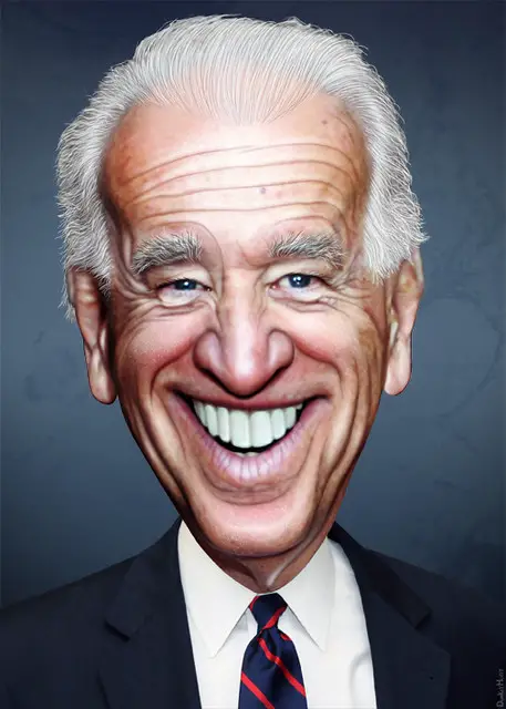 Biden Caricature with laughing face.