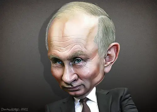 Putin caricature with an oversized head
