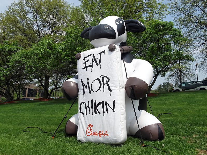 Eat Mor Chikin blow up cow!