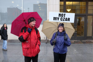 Woman with "Not My Czar" sign