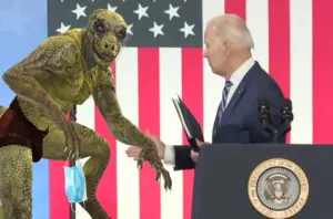 Joe Biden and maskless Reptilian