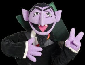 Count Von Count holding up 2 fingers