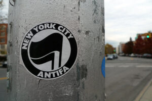 New York City Antifa Sticker on Pole