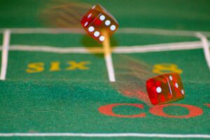Dice Rolling on Craps Table