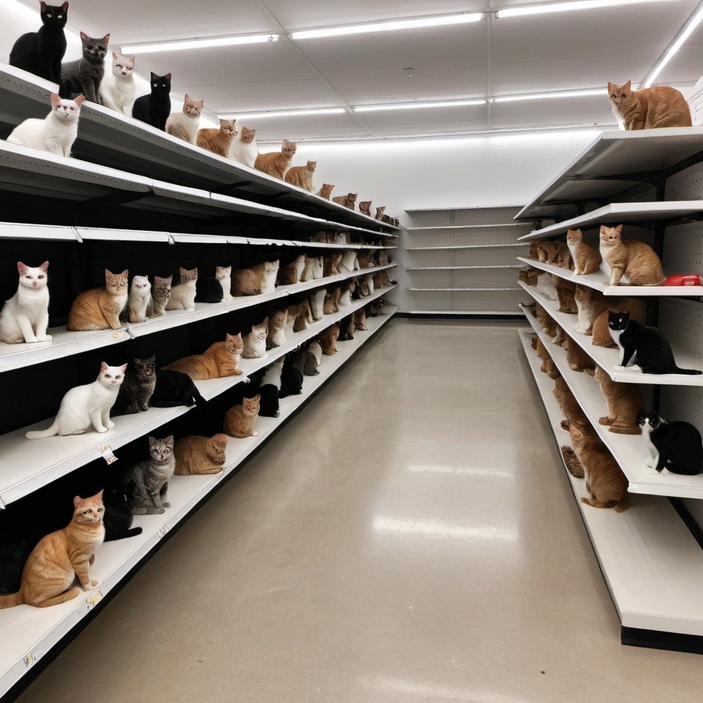 Cats with empty shelves